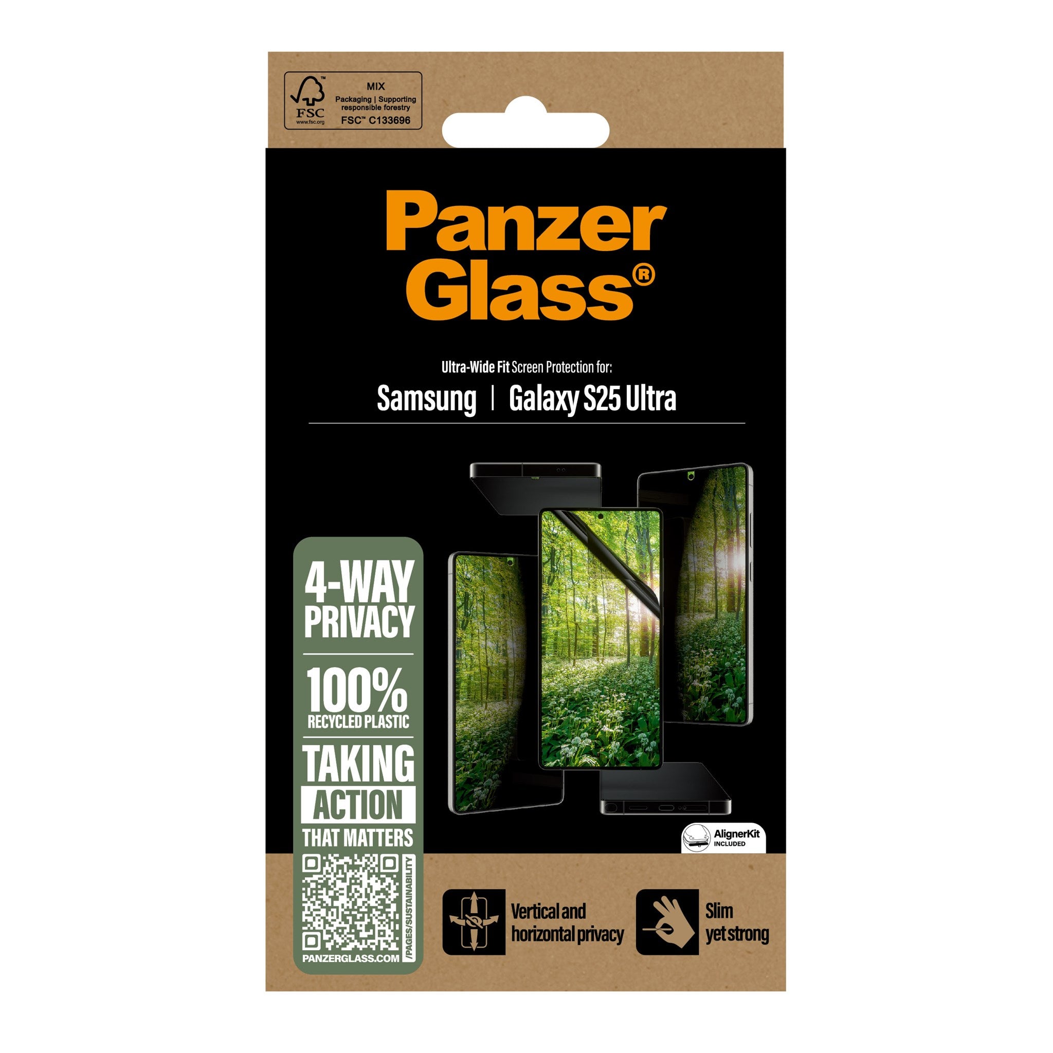 PanzerGlass® ECO MATRIX 4-way Privacy Displayschutz Samsung Galaxy S25 Ultra | Ultra-wide Fit